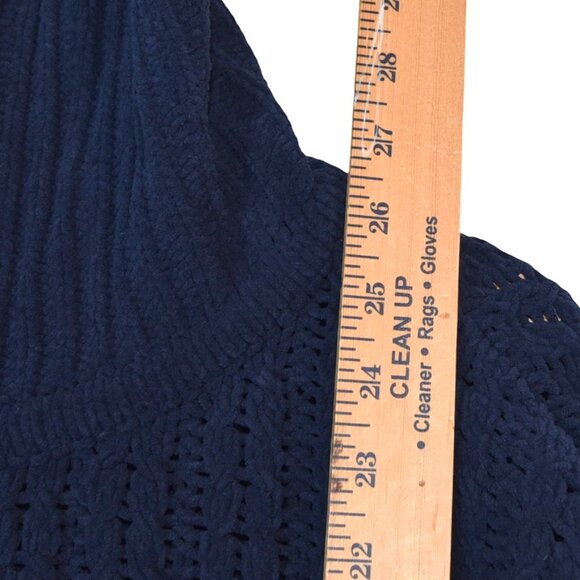 Aerie Navy Blue Open Knit Half Zip Sweater Women’s Size XL Recycled Yarn Coastal - Picture 6 of 8